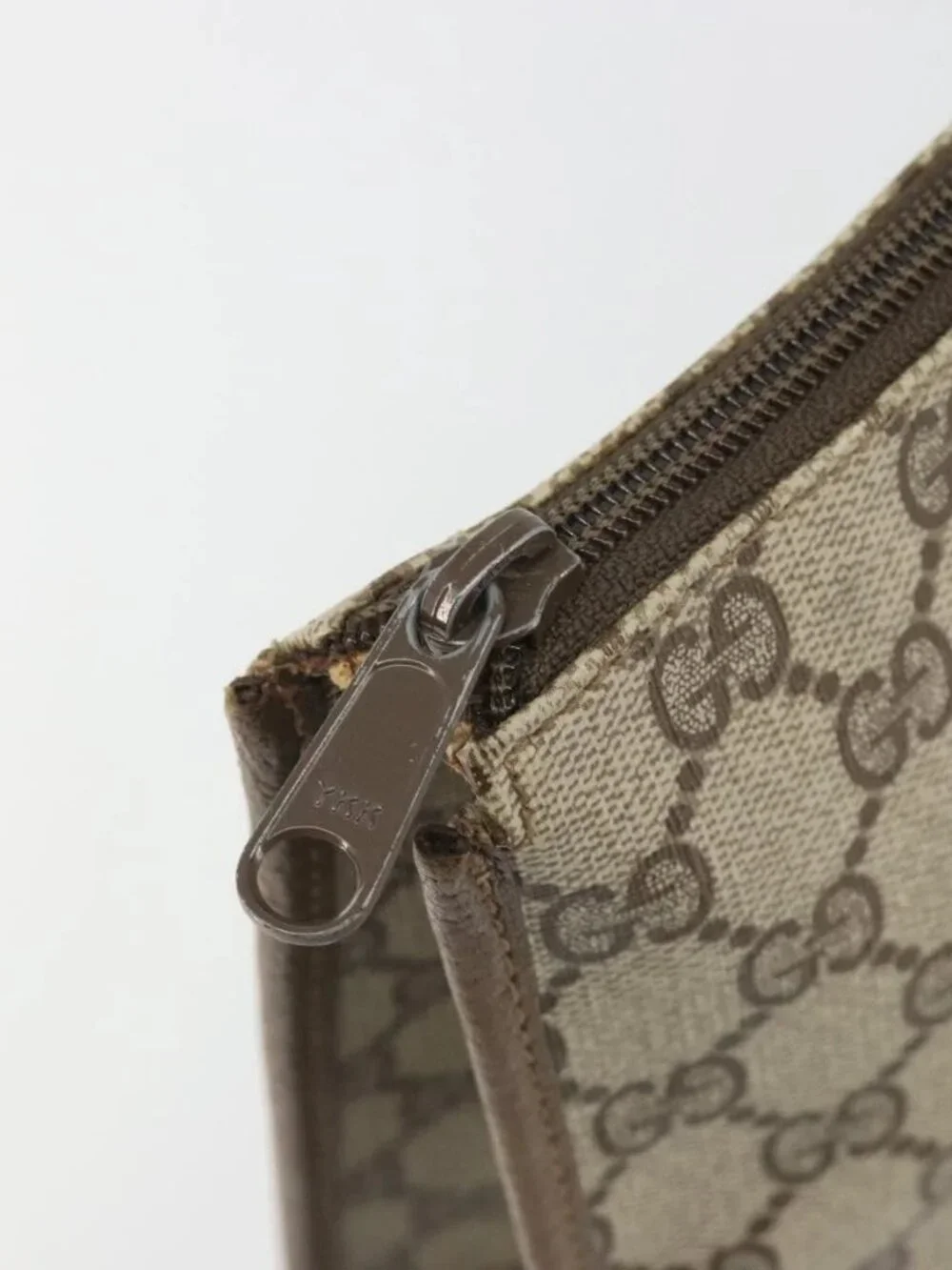 GUCCI GG Supreme Clutch Bag Clutch Bag PVC Beige Auth 188571